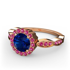 Blume Yüzük - Lab safir ve rodolit garnet 8 ayar rose altın yüzük #18jhqhc