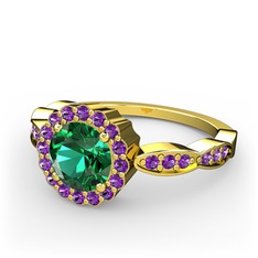 Blume Yüzük - Yeşil kuvars ve ametist 925 ayar altın kaplama gümüş yüzük #19wppu0