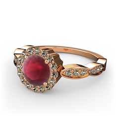 Blume Yüzük - Kök yakut ve dumanlı kuvars 8 ayar rose altın yüzük #1a3eenh