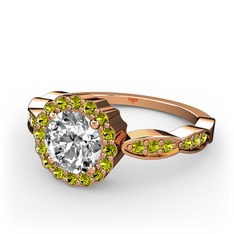 Swarovski ve peridot 18 ayar rose altın yüzük