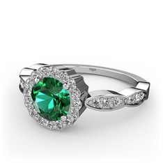 Blume Yüzük - Yeşil kuvars ve swarovski 14 ayar beyaz altın yüzük #1ars29s