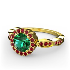 Blume Yüzük - Yeşil kuvars ve garnet 8 ayar altın yüzük #1attk33