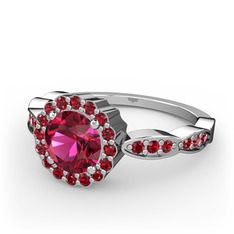 Rodolit garnet ve garnet 14 ayar beyaz altın yüzük