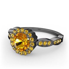 Blume Yüzük - Sitrin 925 ayar siyah rodyum kaplama gümüş yüzük #1c2kiks