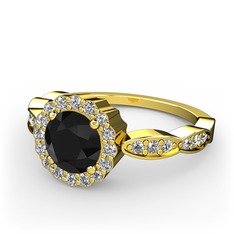 Blume Yüzük - Siyah zirkon ve swarovski 8 ayar altın yüzük #1cg77ro