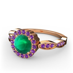 Blume Yüzük - Kök zümrüt ve ametist 8 ayar rose altın yüzük #1cr42fm