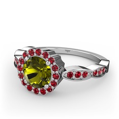 Blume Yüzük - Peridot ve garnet 925 ayar gümüş yüzük #1czp32t