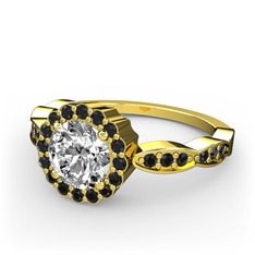 Blume Yüzük - Swarovski ve siyah zirkon 925 ayar altın kaplama gümüş yüzük #1d2mw3y