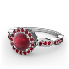 Blume Yüzük - Kök yakut ve garnet 14 ayar beyaz altın yüzük #1dg6pmx