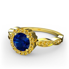 Blume Yüzük - Lab safir ve sitrin 8 ayar altın yüzük #1e5x2aj