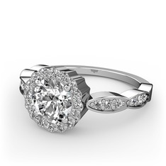 Beyaz zirkon ve swarovski 14 ayar beyaz altın yüzük