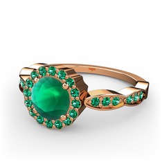 Blume Yüzük - Kök zümrüt ve yeşil kuvars 8 ayar rose altın yüzük #1g86dup