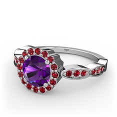 Blume Yüzük - Ametist ve garnet 18 ayar beyaz altın yüzük #1gb8haj