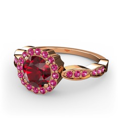 Blume Yüzük - Garnet ve rodolit garnet 14 ayar rose altın yüzük #1gdc721