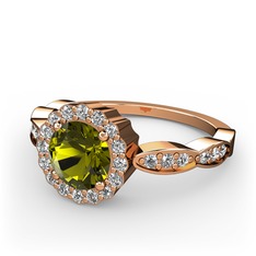 Peridot ve swarovski 18 ayar rose altın yüzük