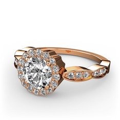 Blume Yüzük - Beyaz zirkon ve swarovski 18 ayar rose altın yüzük #1h6iyl1