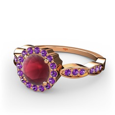 Blume Yüzük - Kök yakut ve ametist 8 ayar rose altın yüzük #1hm2q6r