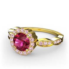 Blume Yüzük - Rodolit garnet ve pembe kuvars 18 ayar altın yüzük #1i3xke2