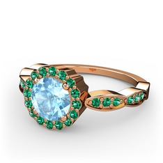 Blume Yüzük - Akuamarin ve yeşil kuvars 18 ayar rose altın yüzük #1jj2ocl