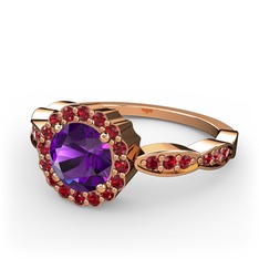 Ametist ve garnet 18 ayar rose altın yüzük