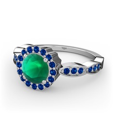 Blume Yüzük - Kök zümrüt ve lab safir 925 ayar gümüş yüzük #1l1hux