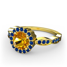 Blume Yüzük - Sitrin ve lab safir 8 ayar altın yüzük #1l4u7g2