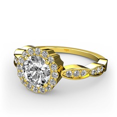 Beyaz zirkon ve swarovski 14 ayar altın yüzük