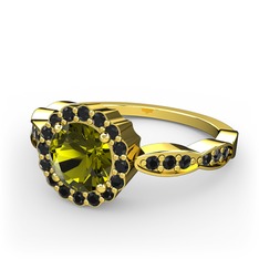 Blume Yüzük - Peridot ve siyah zirkon 8 ayar altın yüzük #1luetex