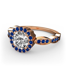 Blume Yüzük - Swarovski ve lab safir 8 ayar rose altın yüzük #1mqi834