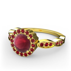 Blume Yüzük - Kök yakut ve garnet 8 ayar altın yüzük #1n86zrs