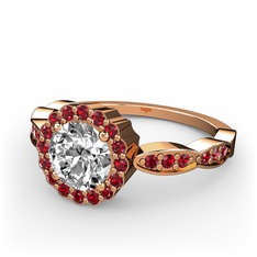 Blume Yüzük - Beyaz zirkon ve garnet 18 ayar rose altın yüzük #1o4ihpn