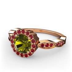 Peridot ve garnet 18 ayar rose altın yüzük