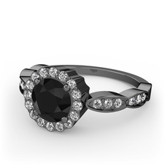 Blume Yüzük - Siyah zirkon ve swarovski 925 ayar siyah rodyum kaplama gümüş yüzük #1odla4i