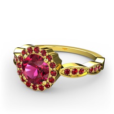 Rodolit garnet ve garnet 14 ayar altın yüzük