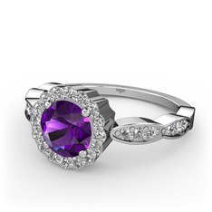 Blume Yüzük - Ametist ve swarovski 18 ayar beyaz altın yüzük #1ox5w6t