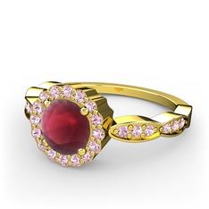 Blume Yüzük - Kök yakut ve pembe kuvars 18 ayar altın yüzük #1pd8rcf