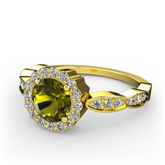 Blume Yüzük - Peridot ve swarovski 8 ayar altın yüzük #1pnyam8