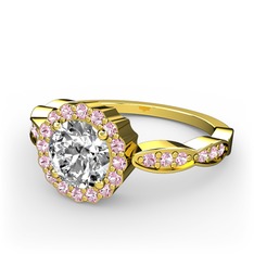 Blume Yüzük - Swarovski ve pembe kuvars 18 ayar altın yüzük #1rmjmsh