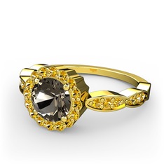 Blume Yüzük - Dumanlı kuvars ve sitrin 18 ayar altın yüzük #1sfa3sp