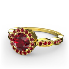 Garnet 925 ayar altın kaplama gümüş yüzük