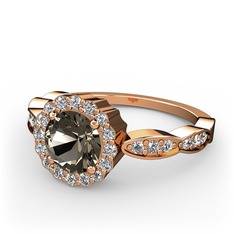 Blume Yüzük - Dumanlı kuvars ve pırlanta 8 ayar rose altın yüzük (0.308 karat) #1sqmqq4