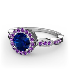 Blume Yüzük - Lab safir ve ametist 14 ayar beyaz altın yüzük #1ua0jv3