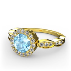 Blume Yüzük - Akuamarin ve beyaz zirkon 925 ayar altın kaplama gümüş yüzük #1vgrbj0