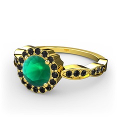 Kök zümrüt ve siyah zirkon 925 ayar altın kaplama gümüş yüzük