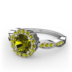 Blume Yüzük - Peridot 14 ayar beyaz altın yüzük #1vvh9mq