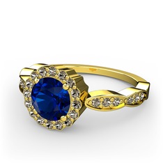 Blume Yüzük - Lab safir ve dumanlı kuvars 14 ayar altın yüzük #1yonstj