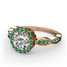 Blume Yüzük - Swarovski ve yeşil kuvars 8 ayar rose altın yüzük #1yy6ftg