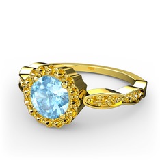 Blume Yüzük - Akuamarin ve sitrin 8 ayar altın yüzük #21ng9k