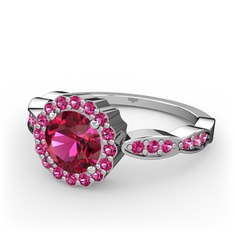 Blume Yüzük - Rodolit garnet 8 ayar beyaz altın yüzük #2ao57n