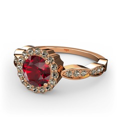Blume Yüzük - Garnet ve dumanlı kuvars 8 ayar rose altın yüzük #37y7az